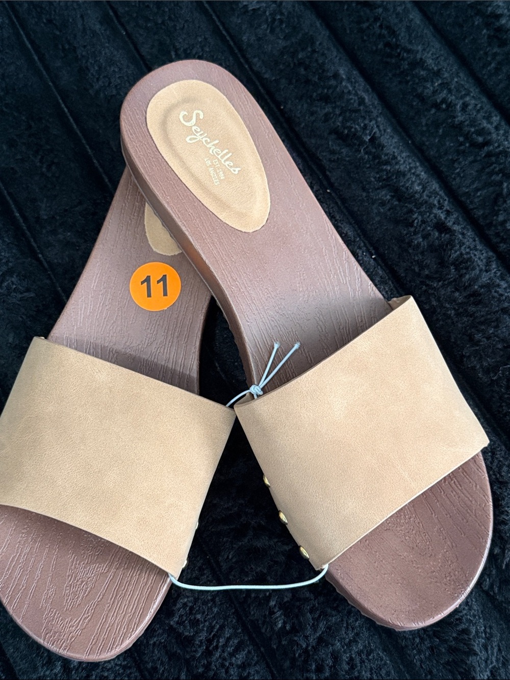 Seychelles Wide Strap Tan Slide Mules